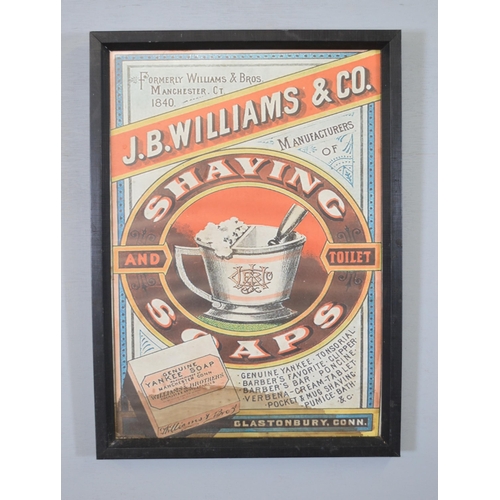 350 - J.B. Williams & Co Shaving Soaps framed advertising print {58 cm H x 41 cm W}.