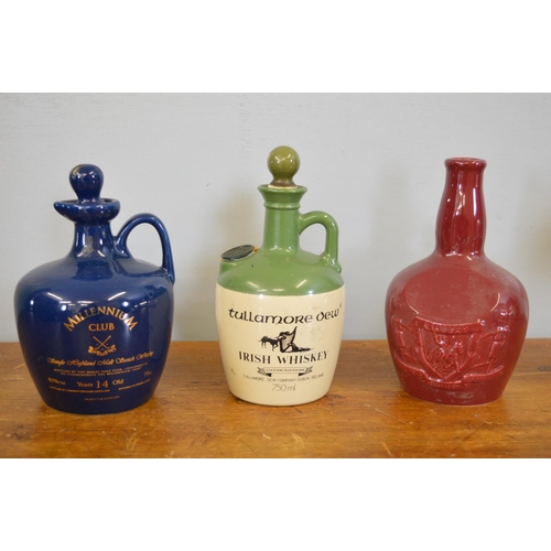 368 - Chivas brothers ltd Wade liquor bottle and Tullamore dew Irish whiskey bottle and another {20 cm H x... 