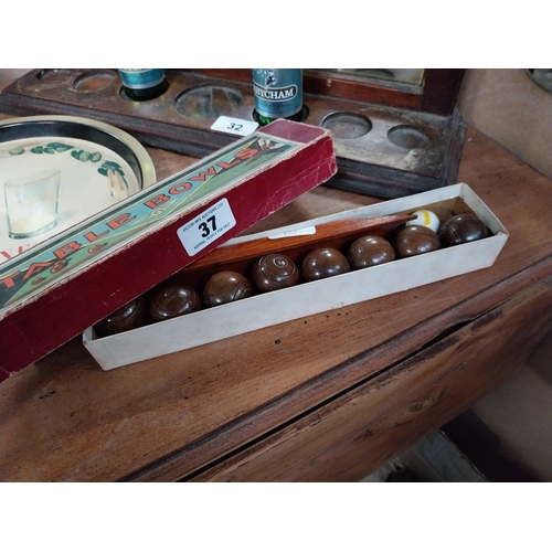37 - Table Bowls game in original box {4cm H x 33cm w x 7cm D}.