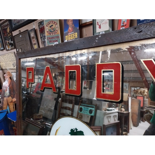 376 - Rare Paddy Ten Year Old Whiskey - Cork Distillers framed advertising mirror {158 cm H x 168 cm W}.