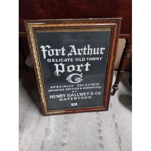 377 - Fort Arthur Delicate Old Tawney Port - Henry Gallwey & Co. Waterford framed advertising print {70 cm... 