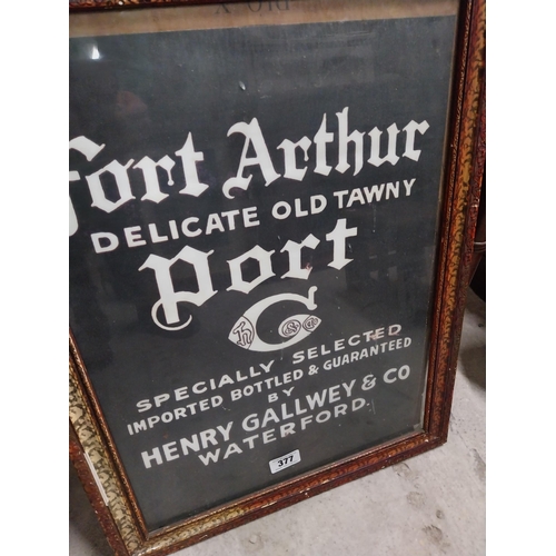 377 - Fort Arthur Delicate Old Tawney Port - Henry Gallwey & Co. Waterford framed advertising print {70 cm... 