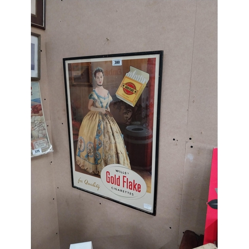 380 - Wil's Gold Flake framed pictorial advertising showcard. {70 cm H x 50 cm W}.