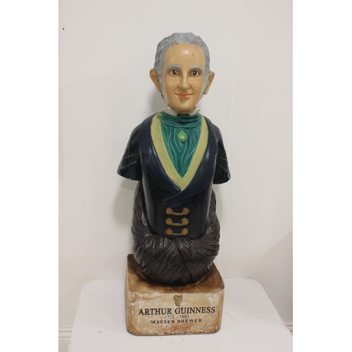 387 - Arthur Guinness Master Brewer solid wood advertising figure {110 cm H x 50 cm W x 25 cm D}.