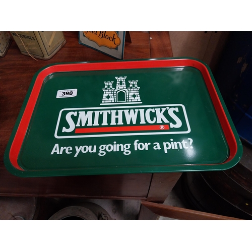 390 - Smithwick's Lager Are You Going For A Pint tinplate advertising drinks tray. {30 cm H x 42 cm W}.