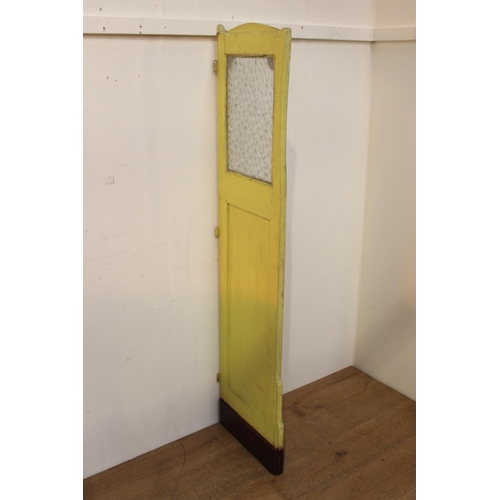 403 - Painted wood and glass pub divider. { 158 cm H x 39 cm W}.