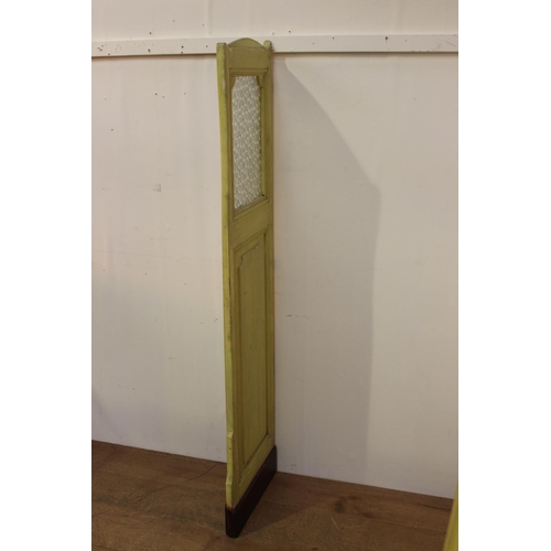 403 - Painted wood and glass pub divider. { 158 cm H x 39 cm W}.