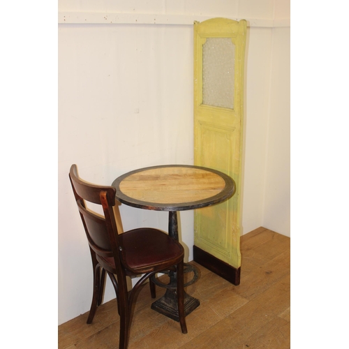 404 - Painted wood and glass pub divider. { 158 cm H x 39 cm W}.