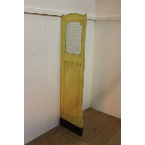 404 - Painted wood and glass pub divider. { 158 cm H x 39 cm W}.