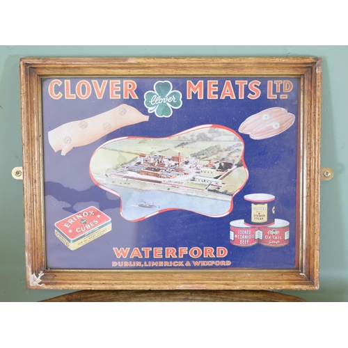 413 - Clover Meats Ltd Waterford Dublin Limerick & Wexford framed advertising print {34 cm H x 44 cm W}.