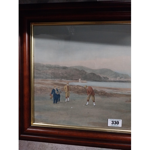 416 - Two framed Golfing coloured prints - The Golfers A Grand Match Played over St Andrew's Links {54 cm ... 