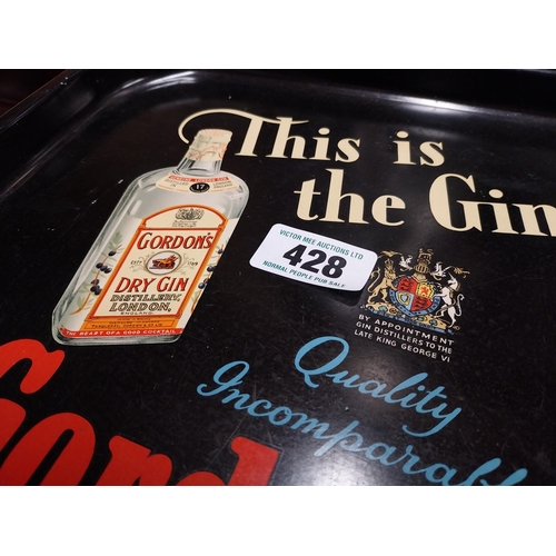 428 - Gordons Gin pictorial advertising drinks tray. {34 cm H x 34 cm W}.