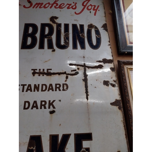 49 - The Smoker's Joy St. Bruno the sandard dark flake made in Dublin enamel advertising sign {145cm H x ... 