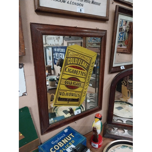5 - Gold flake framed advertising mirror �{57cm H x 47cm W}.� � � �