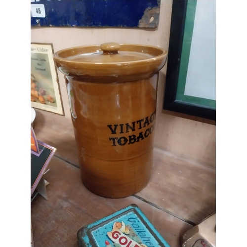 66 - Ogden's vintage lidded tobacco advertising jar. {20 cm H x 15 cm Dia}.