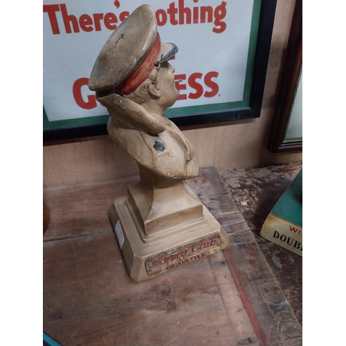 67 - 1940's Army Club Cigarettes composition advertising figure. {31 cm H x 14 cm W x 14 cm D}.