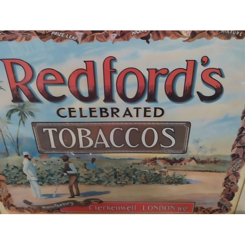 73 - Redford's Celebrated Tobacco framed advertising print {57cm H X 71cm W}.