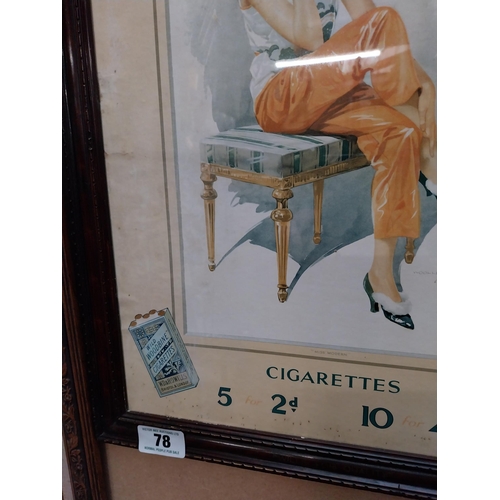 78 - Will�s woodbine advertising showcard in original mahogany frame {57cm H x44cm W}.