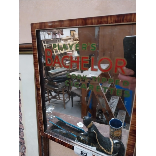 82 - Player's Bachelor cigarettes framed advertising mirror. {28 cm H x 22 cm W}.