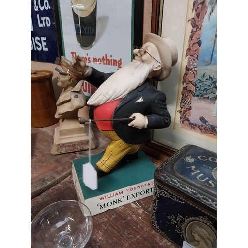 84 - William Younger's double century ale advertising figure mounted on wooden base {36cm H x 20cm W x 15... 