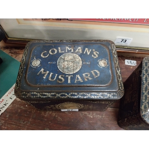 87 - Coleman�s mustard advertising tin {13cm H x 22cm W x16cm D}.