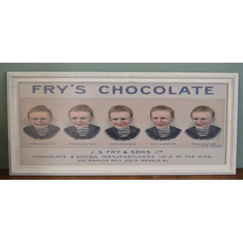 98 - Fry's Chocolate pictorial framed advertising print {50 cm H x 110 cm W}.