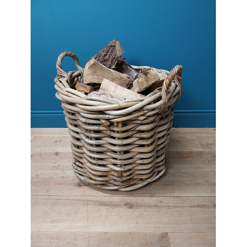 116 - Good quality wicker log basket {64 cm H x 62 cm Dia.}.