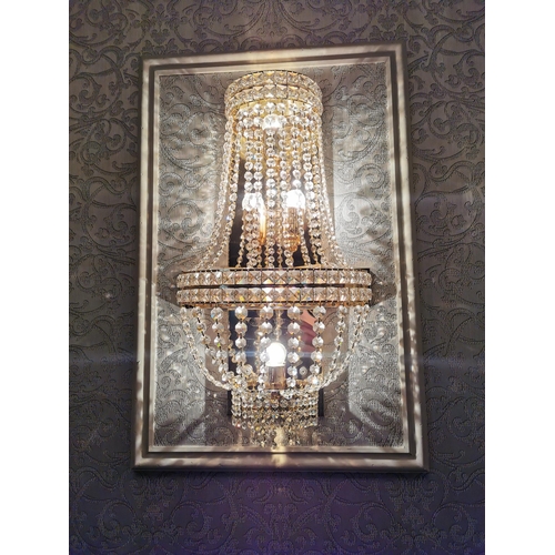 12 - Pair of good quality French brass and crystal wall light {35 cm H x 20 cm W x 13 cm D}.