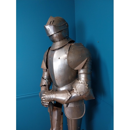 120 - Good quality metal suit of armour {202 cm H x 79 cm W x 46 cm D}.