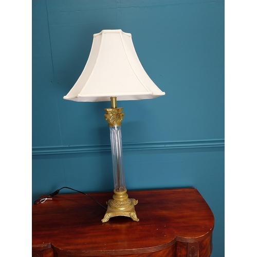 123 - Decorative resin and gilt Corinthian column table lamp {80 cm H x 40 cm W x 40 cm D}.
