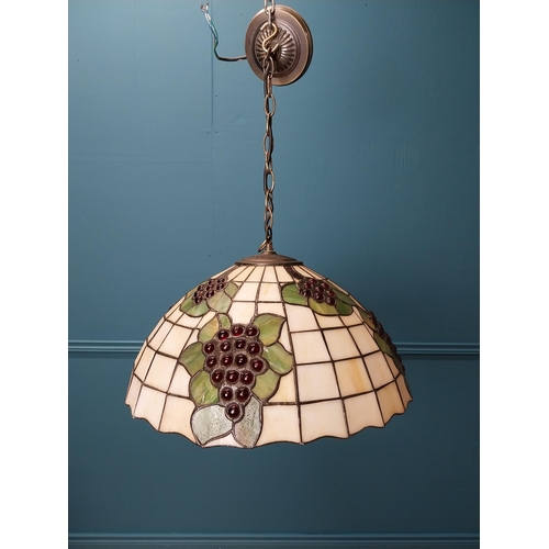 143 - Leaded glass lantern decorated with grape vines in the Tiffany style {70 cm H x 52 cm Dia.}.