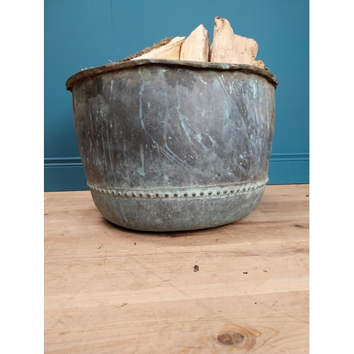 144 - 19th C. copper log bucket. {39 cm H x 58 cm W x 52 cm D}.