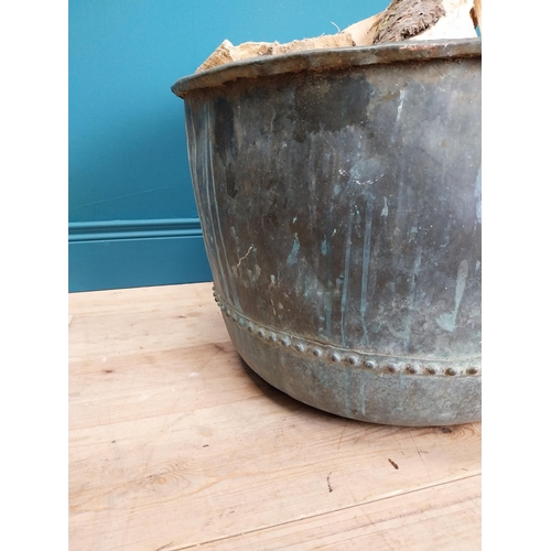 144 - 19th C. copper log bucket. {39 cm H x 58 cm W x 52 cm D}.