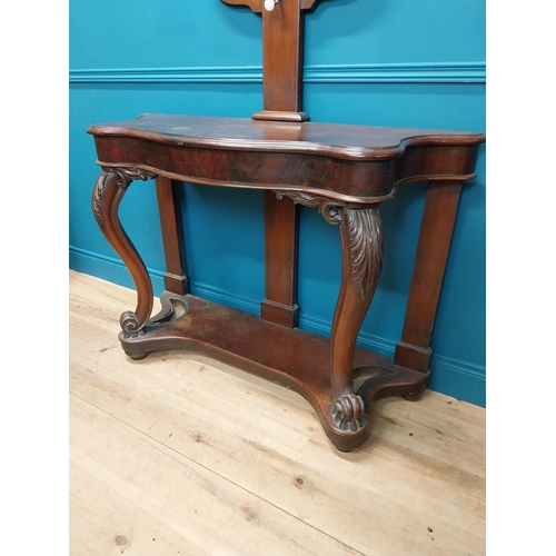 172 - 19th C. mahogany hall stand raised on carved legs, lions paw feet and platform base. {207 cm H x 122... 