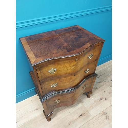 175 - Good quality Edwardian burr walnut serpentine front chest on chest with three graduated drawers and ... 