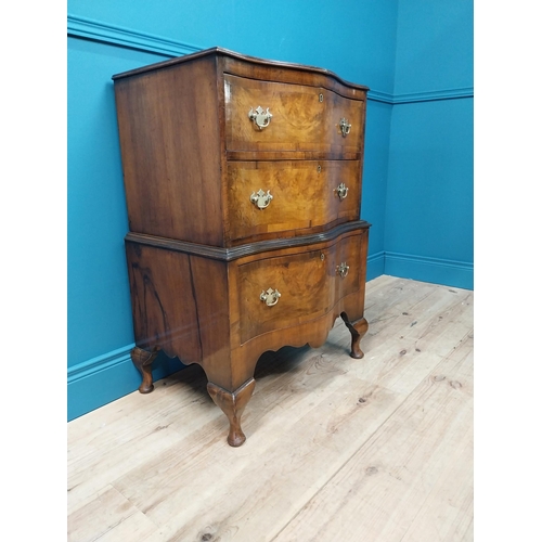 175 - Good quality Edwardian burr walnut serpentine front chest on chest with three graduated drawers and ... 