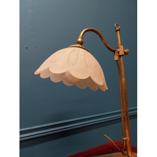 178 - Early 20th C. brass students lamp with brass shade {44 cm H x 30 cm W x 20 cm D}.