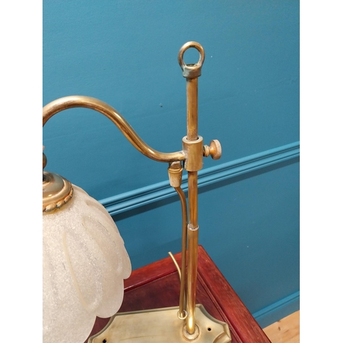 178 - Early 20th C. brass students lamp with brass shade {44 cm H x 30 cm W x 20 cm D}.