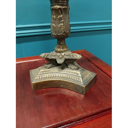 183 - Good quality brass candelabra on Corinthian column {55 cm H x 33 cm Dia.}.