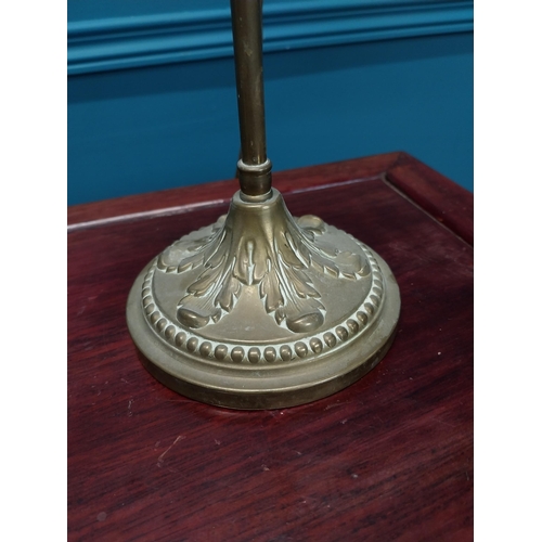 192 - 19th C. brass Student's lamp with glass fluted shade. {57 cm H x 14 cm W x 28 cm D}.