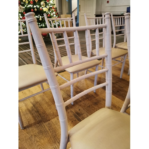 200 - Collection of ten Chiavari bleached oak effect powder coated aluminium wedding venue chairs with uph... 