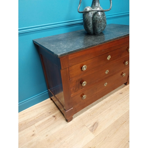 219 - Good quality 19th C. mahogany marble topped chest of drawers with original brass handles {88cm H x 1... 