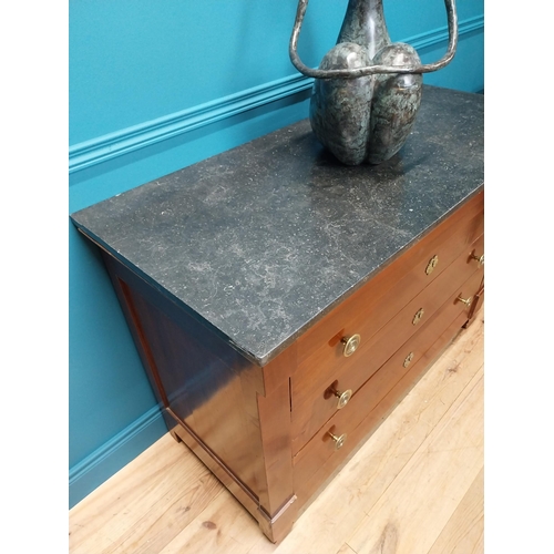 219 - Good quality 19th C. mahogany marble topped chest of drawers with original brass handles {88cm H x 1... 