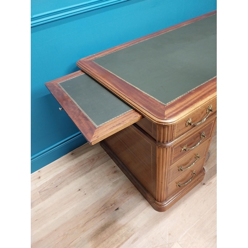 223 - 19th C. French mahogany and satinwood inlaid pedestal desk with inset leather top {75cm H x 145cm W ... 