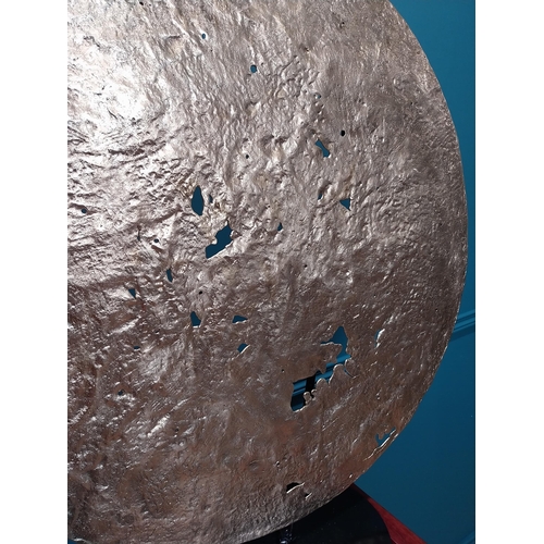 227 - Gilded bronze contemporary sculpture of the Moon on metal stand {82cm H x 76 cm W}