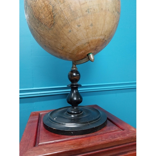 232 - 19th C. world globe on ebonised stand {57 cm H x 30 cm Dia.}.