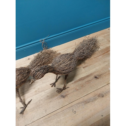 237 - Pair of wicker models of Peacocks {40 cm H x 95 cm W x 22 cm D}.