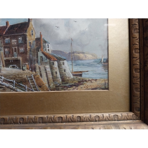 238 - 19th C. Watercolour depicting a harbour scene mounted in a gilt frame by J.S McClaren {36cm H x 43cm... 