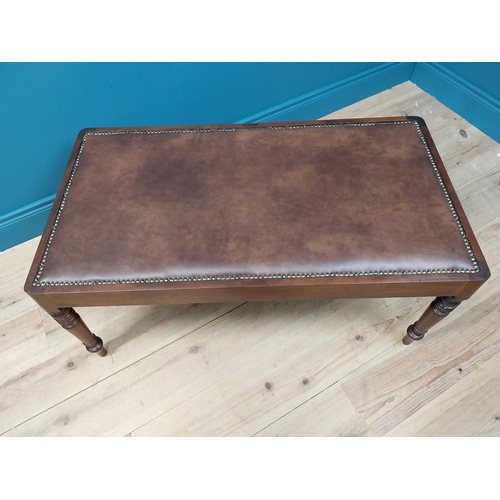 239 - Good quality 19th C. mahogany centre stool with inset leather seat raised on turned legs {46 cm H x ... 