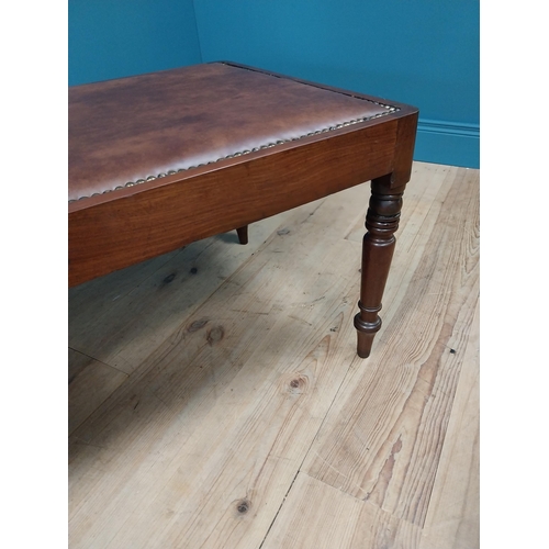 239 - Good quality 19th C. mahogany centre stool with inset leather seat raised on turned legs {46 cm H x ... 